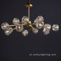 Luxo G9 Crystal Glass Brass Gold Teto Chandelier